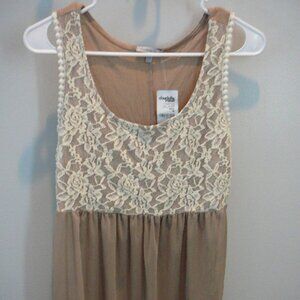 Charlotte Russe Mocha & Cream Lace Sleeveless Tank Top Women's Size Medium-NWT